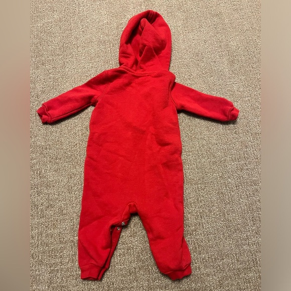 Ralph Lauren Baby Boy Red Hooded One-Piece Sweatshirt Material Longall - Picture 2 of 4